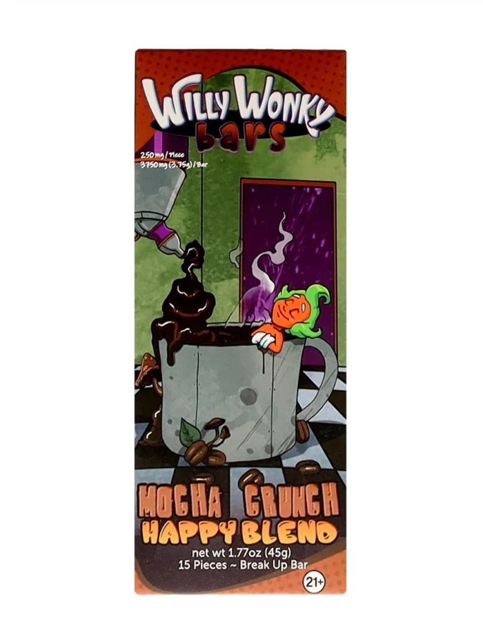 Mocha Crunch Willy Wonky Bar, Mocha Crunch Willy Wonky Bars, Willy Wonky chocolate Bar, willy wonky, willy wonky mushroom chocolate, willy wonky shrooms bar